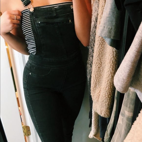 Black slim leg overalls - Picture 1 of 3